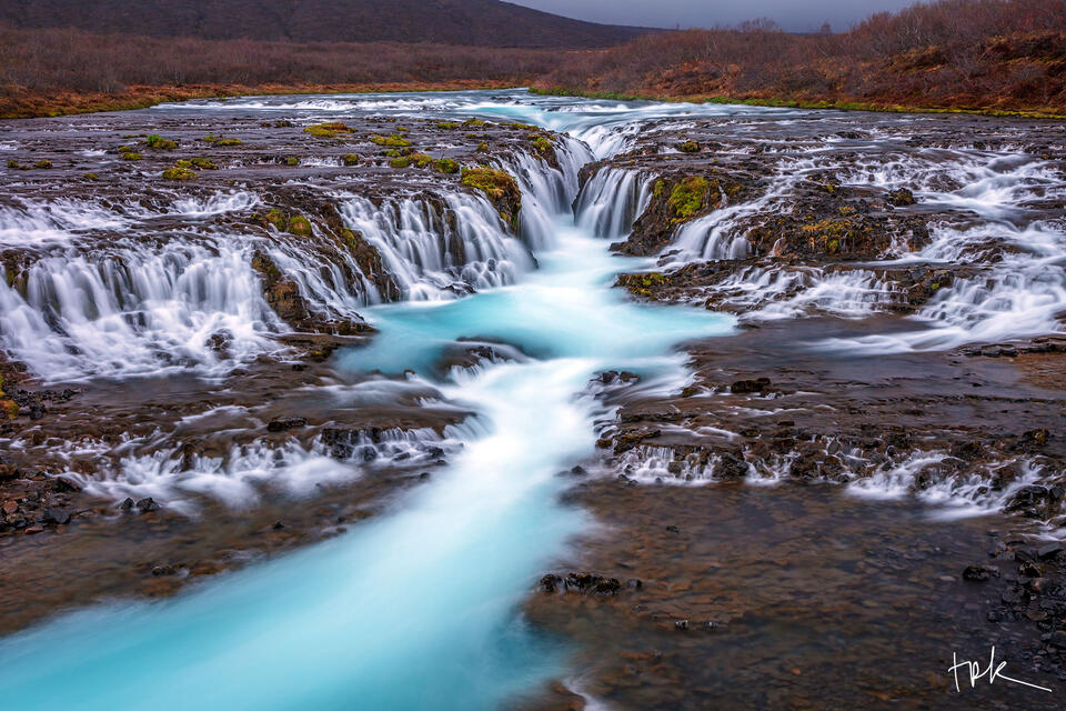 Limited edition print of Brúarfoss waterfall in Iceland.