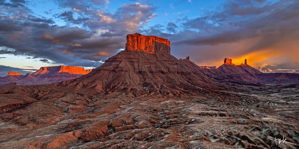 Limited edition panoramic print of the sandstone buttes of Castle Valley, Utah.