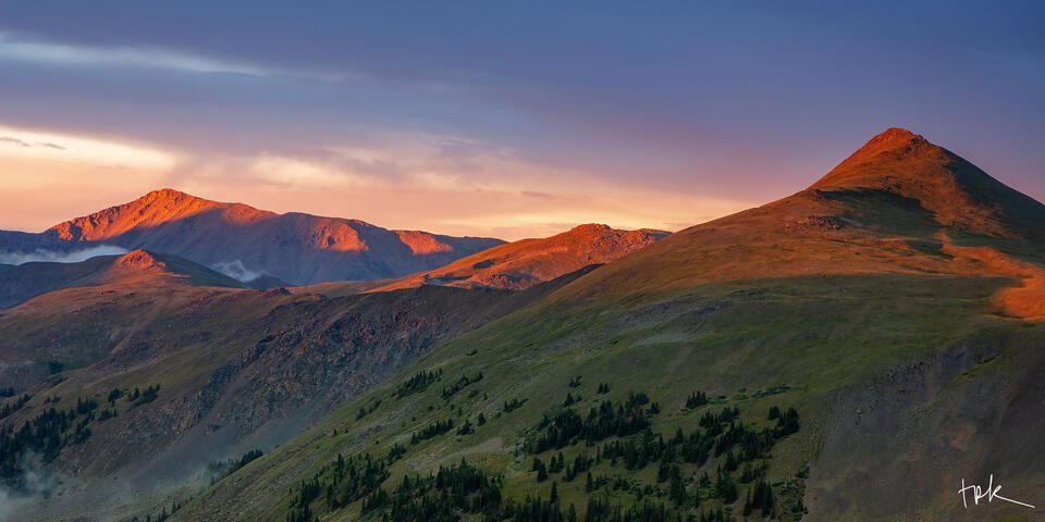 Limited edition panoramic print of peaks near the summit of Colorado’s Cottonwood Pass between Buena Vista and Almont.