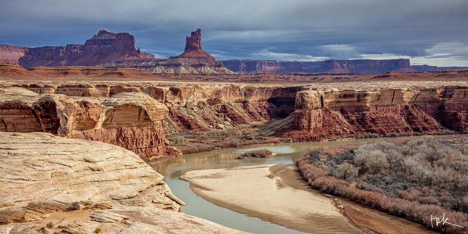 Limited edition panoramic print of the Green River and Candlestick Tower in Utah’s Canyonlands National Park.