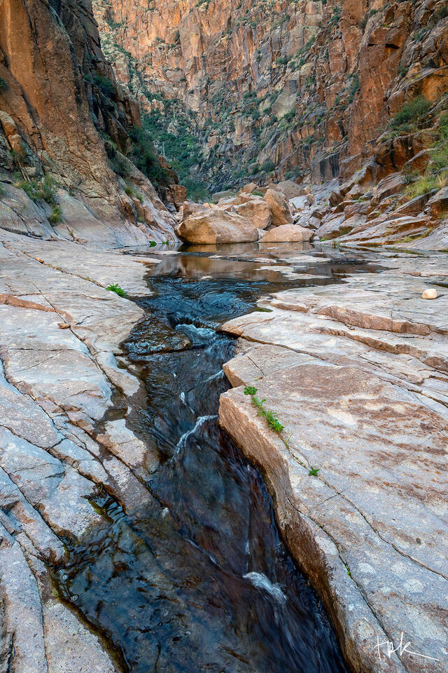 Limited edition print of La Barge Creek flowing through the La Barge Canyon Narrows in Arizona’s Superstition Mountains.