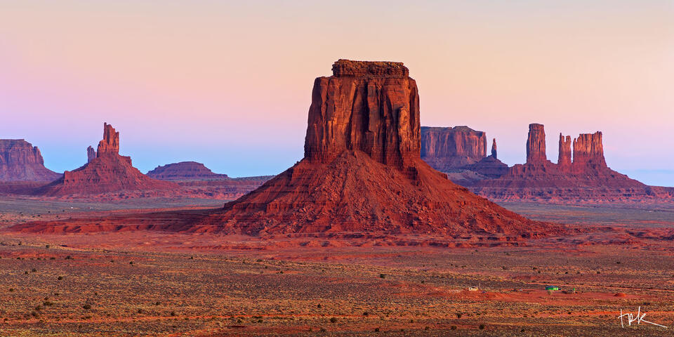 Limited edition panoramic print of the sandstone buttes of Arizona’s Monument Valley.