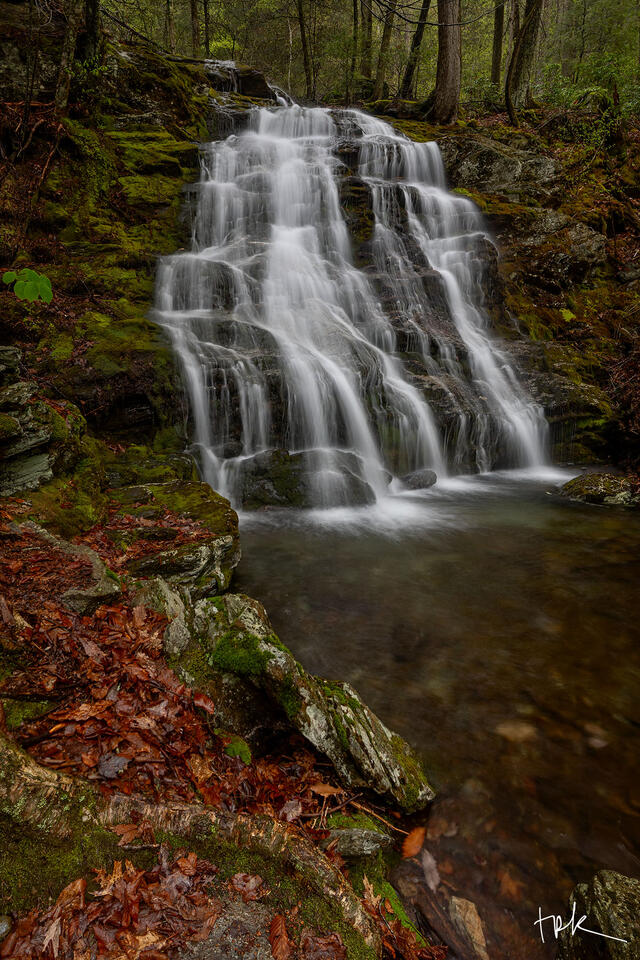 Limited edition print of a stair-step waterfall on Race Brook in the Massachusetts woodland after rain.