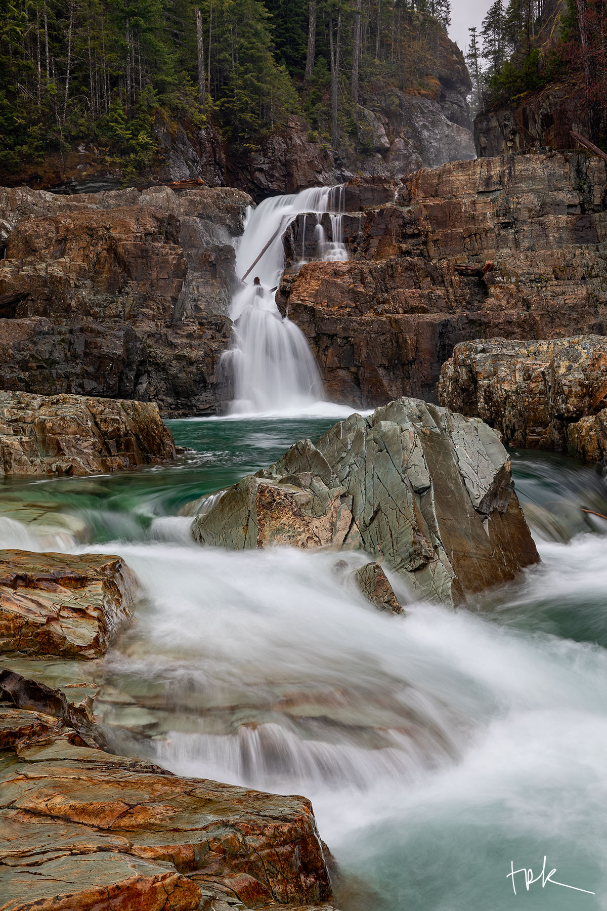 Teal Run Limited edition print of Lower Myra Falls in Vancouver Island’s Strathcona Provincial Park.